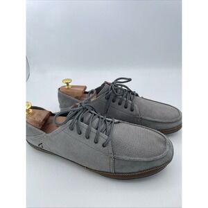 Olukai Women's‎ Size 10 D Taupe Gray Suede Lace Up Casual Low Top Shoes